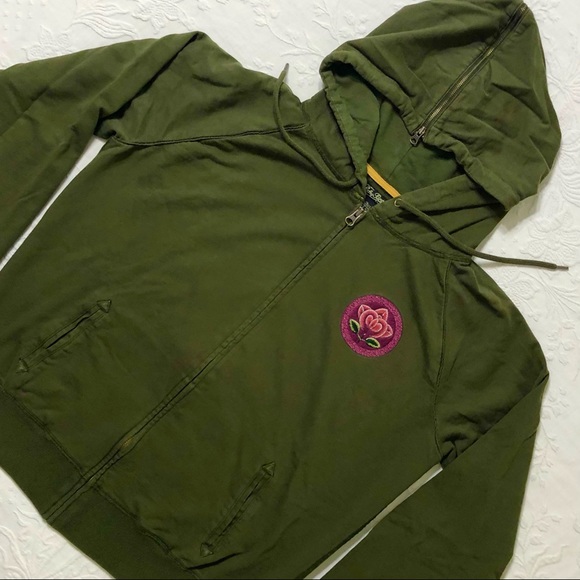 Lucky Brand Hoodie Embroidered Zip Sweatshirt Dragon Design Vintage Artwear  XL - Picture 9 of 12